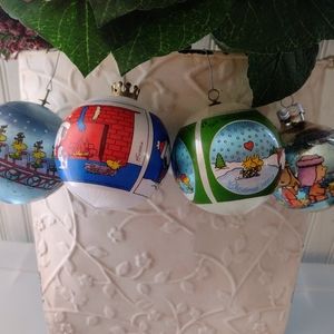 Hallmark Keepsake Ornaments - Peanuts dated 1980's Satin Unbreakable set of 4